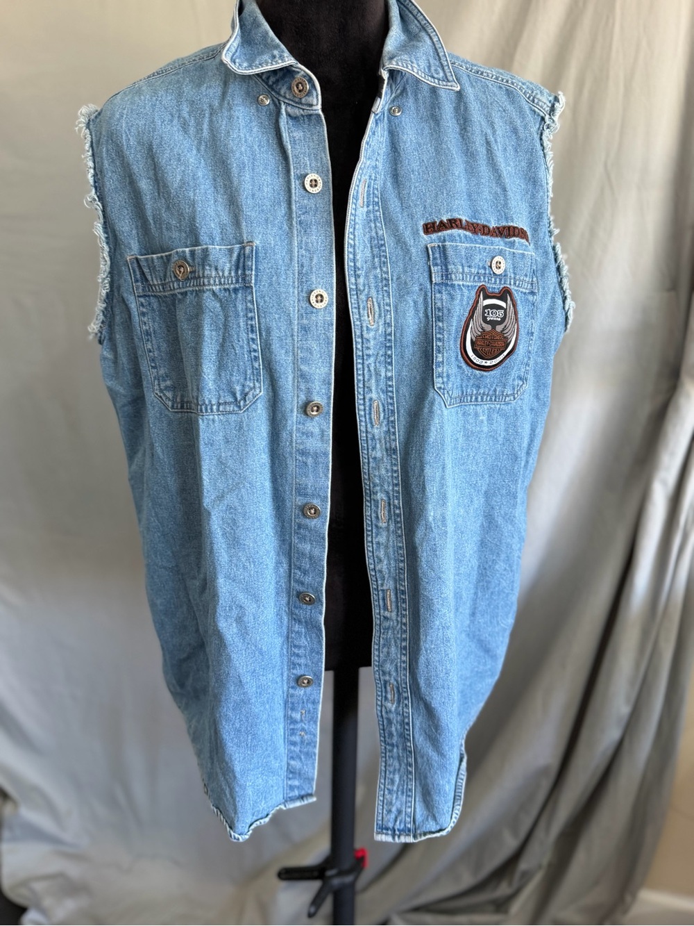 Harley Davidson Women’s Cotton Denim Vest Medium Biker Vest